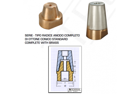 Anodo Zinco a Ogiva Completo di Ottone Conico