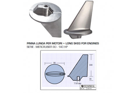 Pinna Lunga per Motori Mercruiser 80 140 HP