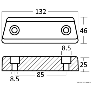 Anodo alluminio base Volvo DuoProp 290 