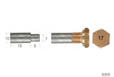 Anodo barrotto+tappo a-f.10x18mm zn 