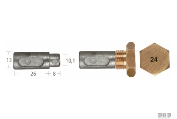 Anodo barrotto+tappo a-f.13x26+8mm zn 