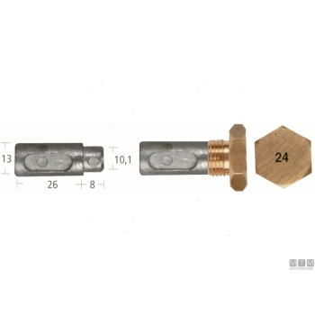 Anodo barrotto+tappo a-f.13x26+8mm zn 