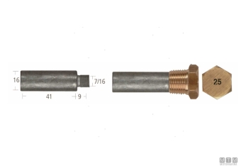 Anodo barrotto+tappo caterp.16x41mm zn 