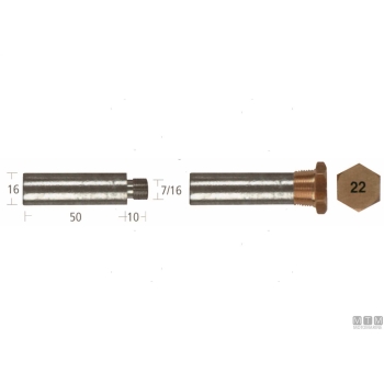 Anodo barrotto+tappo cummins 16x50mm zn 