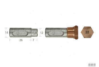 Anodo barrotto+tappo ford 14x26mm zn 