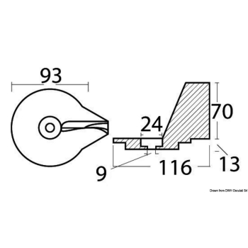 Anodo MERCURY pinna 25/50 HP alluminio 