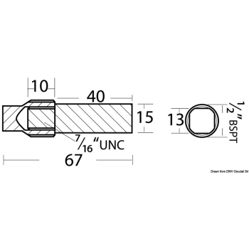 Anodo Volvo 67 mm x Ø 1/2’’ BSPT 