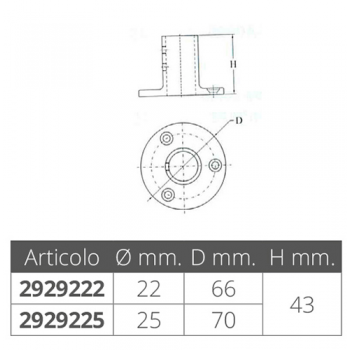 BASE INOX TONDA 90° Ø MM.22