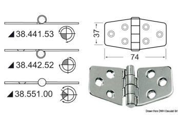 Cerniera inox 74x37 