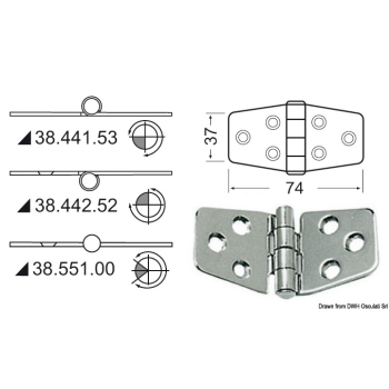 Cerniera inox 74x37 