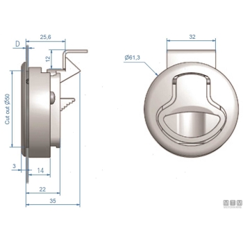 Chiusura spinta roca d61 2>22mm inox 