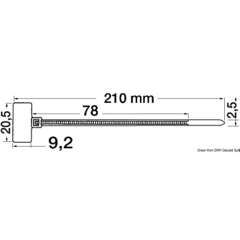 Fascetta con etichetta 2,5 x 210 mm 