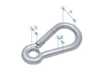 Gancetto moschettone, Inox 316, Diam. 5mm