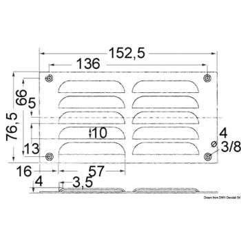 Griglia areazione inox 76 x 152 mm 