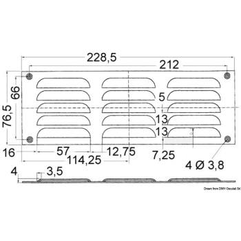 Griglia areazione inox 76 x 229 mm 