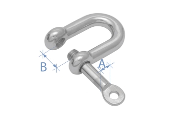 Grillo a "D" con perno di chiusura, acciaio inox AISI 316, ø6mm