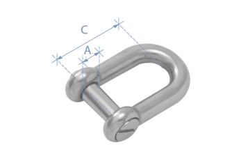 Grillo a "D" con perno di chiusura ovale a scomparsa, acciaio inox AISI 316, Diam. 12mm