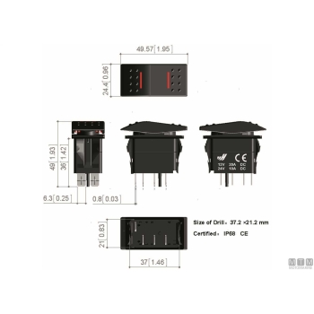 Interruttore on-off-on red led< 