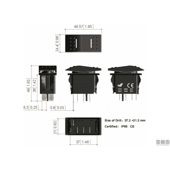 Interruttore on-off-on white led< 