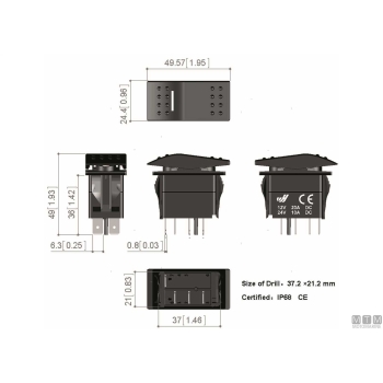 Interruttore on-off-on white led< 