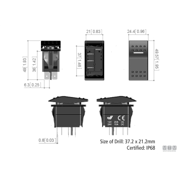 Interruttore on-off-on white led< 