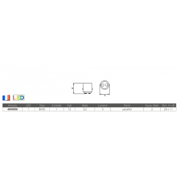 LAMPADINA 1 LED BA9S 12V