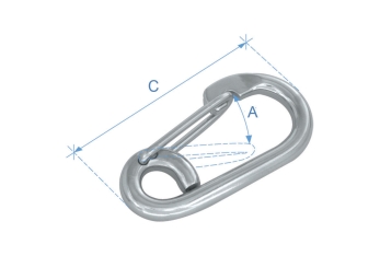 Moschettone a grande apertura in acciaio inox 316, diam. 6mm