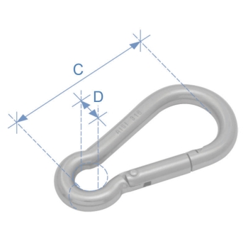 Moschettone a molla, acciaio inox 316, Diam. 12mm