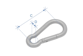 Moschettone a molla, acciaio inox 316, Diam. 6mm