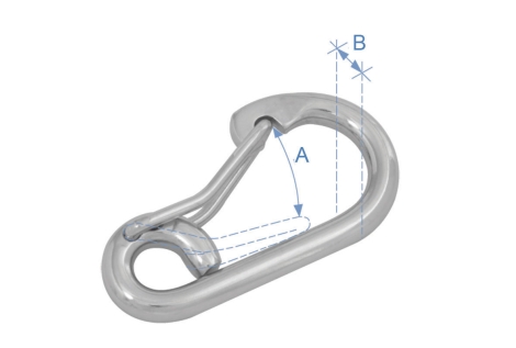 Moschettone con apertura asimmetrica, acciaio inox 316, ø10mm