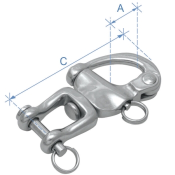 Moschettone, con girella in fusione, acciaio inox AISI 316, Diam. 12mm