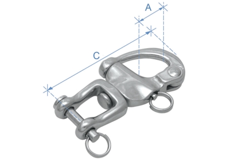 Moschettone, con girella in fusione, acciaio inox AISI 316, Diam. 12mm