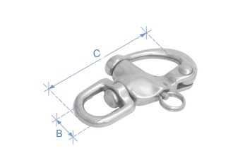 Moschettone da vela per spinnaker (spi girevole), acciaio inox AISI 316, 16mm