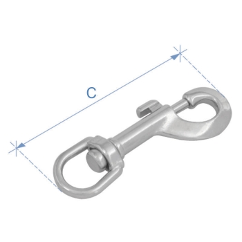 Moschettone girevole, acciaio inox 316, 13mm (1/2)