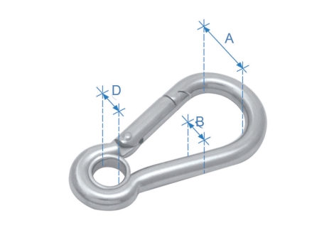 Moschettone in acciaio inox 316, Diam. 12mm