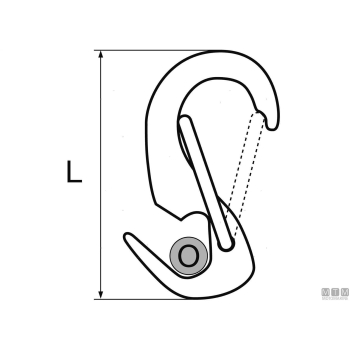 Moschettone open end card l65mm inox<