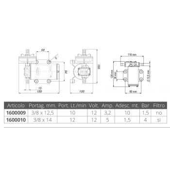 POMPA ACCIAIO INOX  12 V.