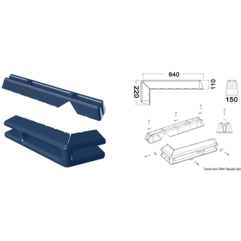 Protezione per pontile 640 + 220 mm blu 