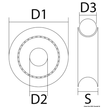 Puleggia in delrin su sfere inox mm 20 Ø 8 