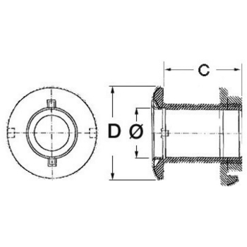 Scarico a mare inox 1" 1/2 x 112 mm 