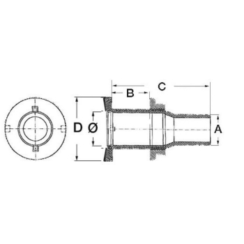 Scarico a mare inox 1" 1/2 x 44 mm 