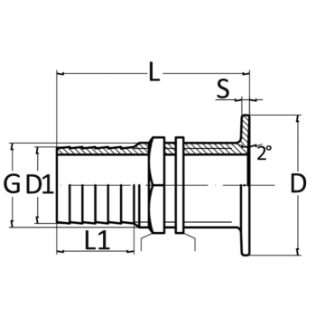 Scarico filo ottone cromato 1/2" x 19 mm 