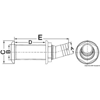 Scarico testa inox 15° 38 mm x 2" 1/4 