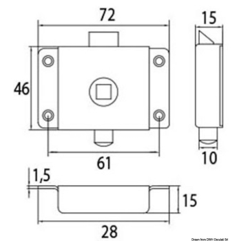 Serratura per WC ottone cromato 70x45 mm 