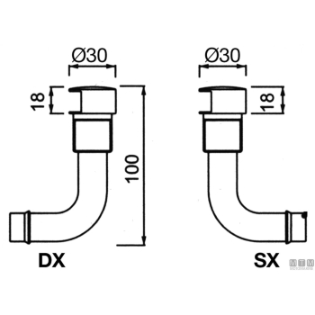 Sfiato curvo 90° d20mm dx rina ocr< 