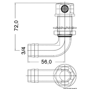 Sfiato inox 90° 19 mm 