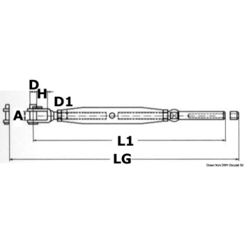 Tenditore inox 12 mm, forcella fissa 