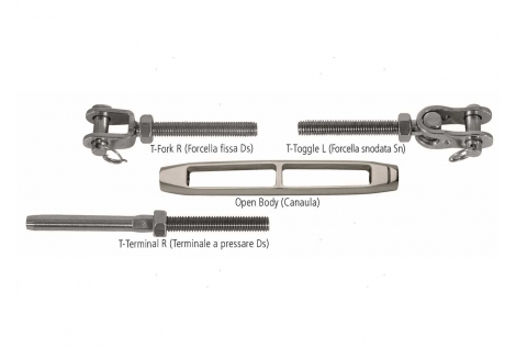 Tenditori Modulari Inox AISI 316 Open Body UNF